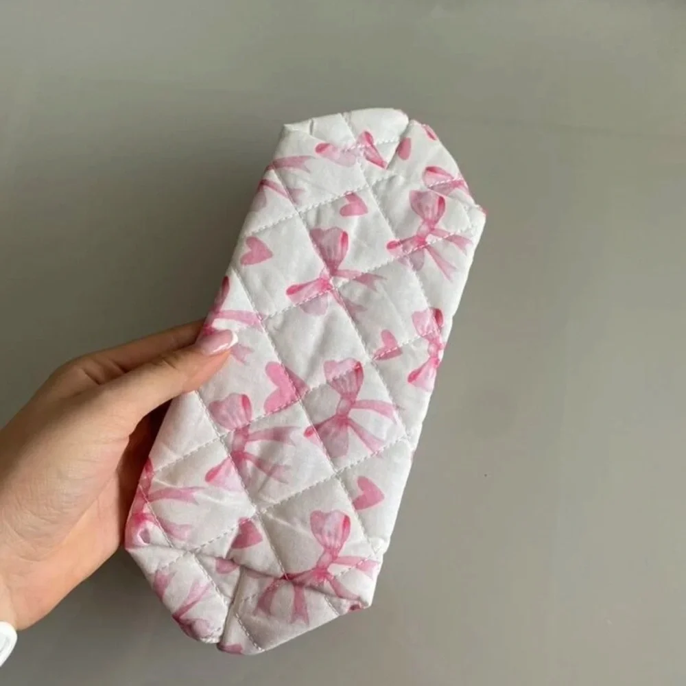 Pink Bow and Heart Cosmetic Bag